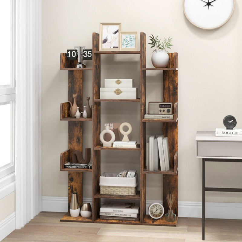 Ã‰tagÃ¨re en forme d'arbre avec 13 compartiments pour le bureau Ã  domicile, Brun rustique