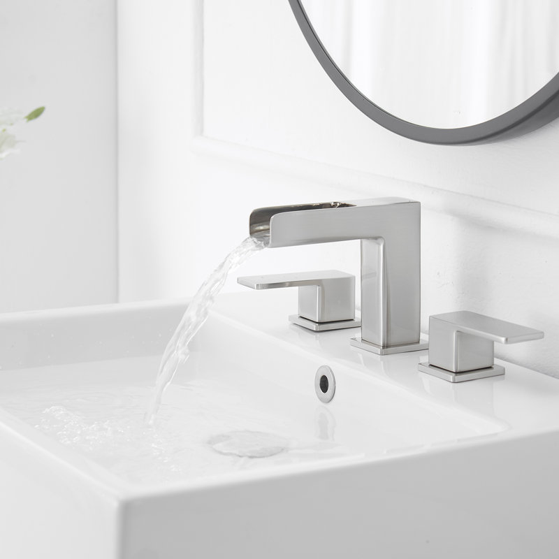Widespread 2-handle Bathroom Faucet with Drain Assembly, Brushed Nickel