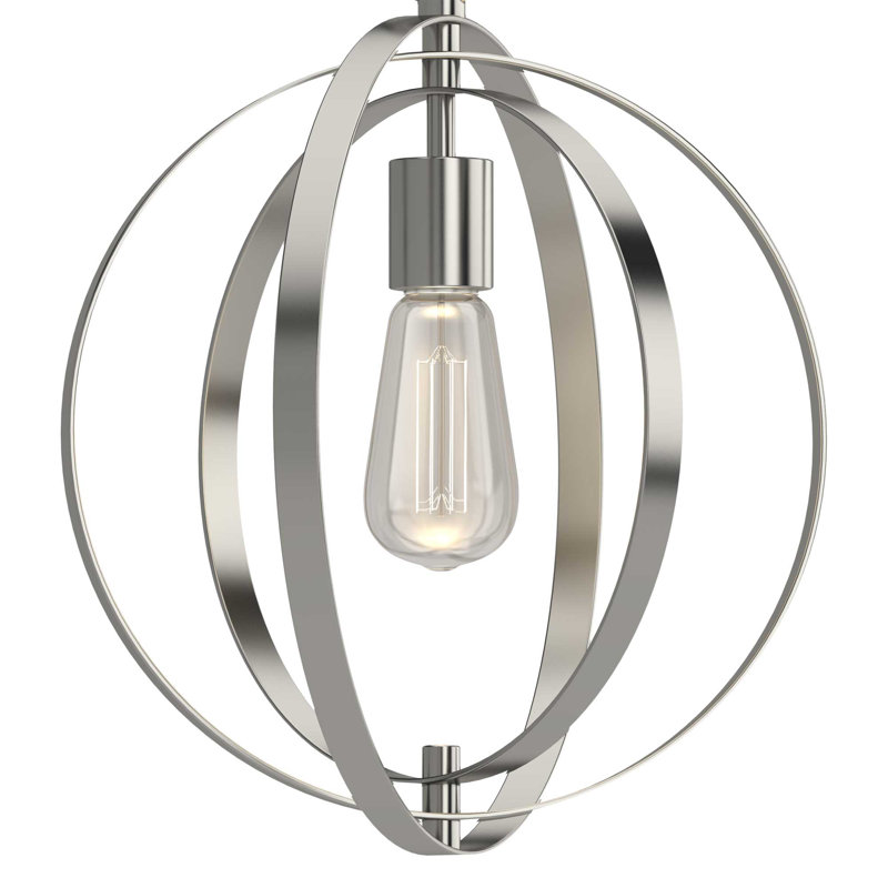 1-Light Indoor Brushed Nickel Contemporary Inspired Single Pendant, Brushed Nickel