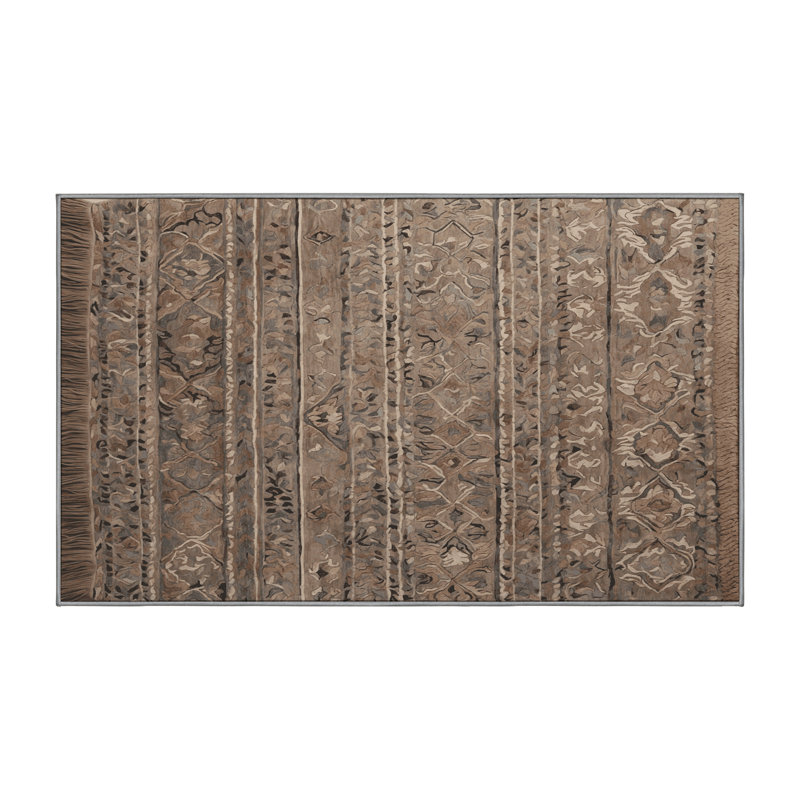 Machine Washable Gray Area Rug GSIX03599, Rectangle 5' x 7'