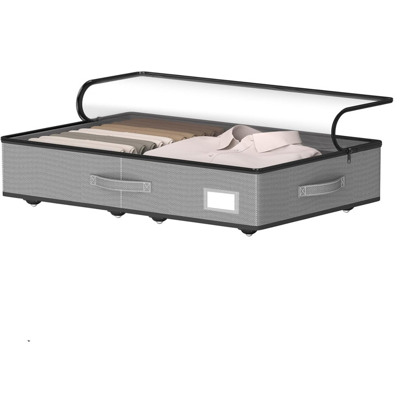 Contenants de rangement sous le lit avec couvercle transparent et poignées, les bacs de rangement sous le lit sont parfaits pour le rangement des chaussures sous le lit, les grands tiroirs sous le lit