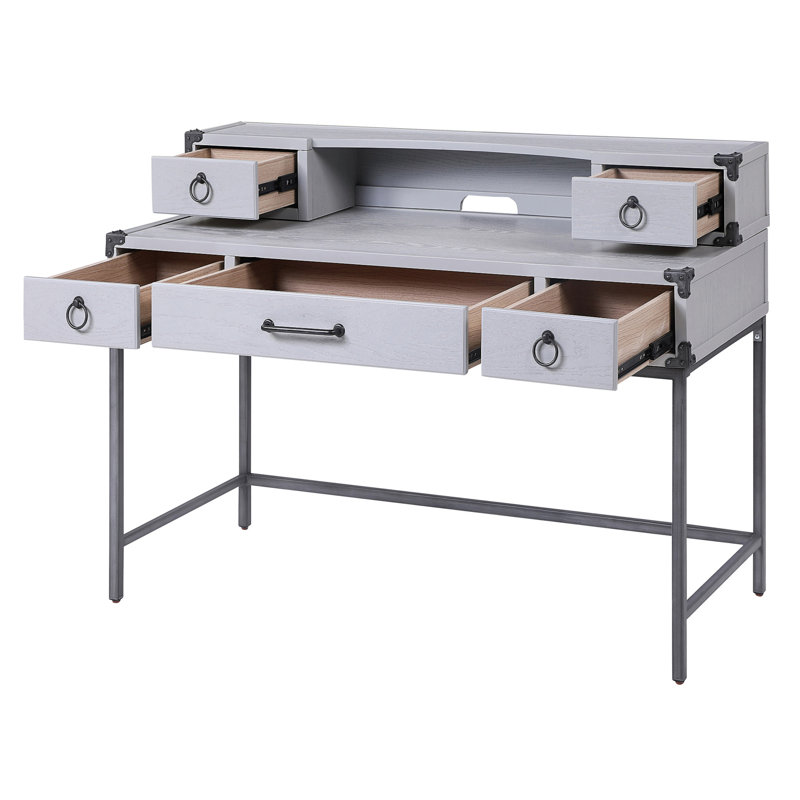 Bureau d'écriture gris et gris acier
