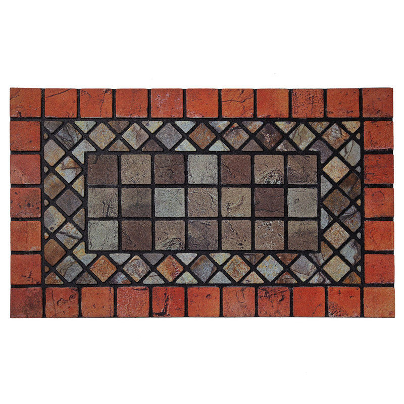 Recycled Rubber Elegant Tile Doormat, Red 