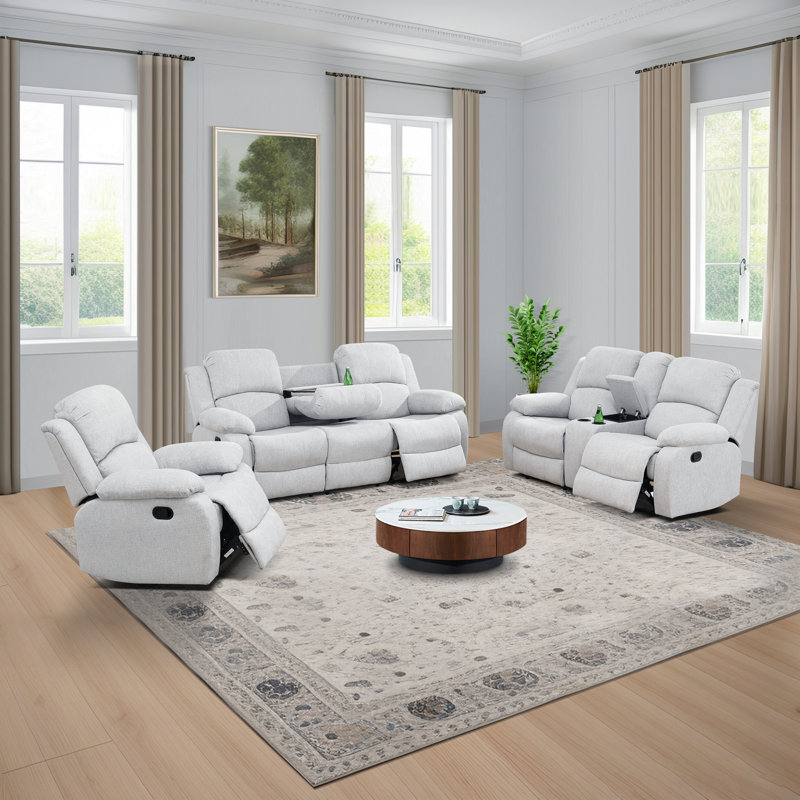 Kaelana 38.5" Wide Standard Recliner, White Linen Blend