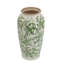 Vase en céramique 7,7 x 7,7 x 14,6 po avec motif floral vert