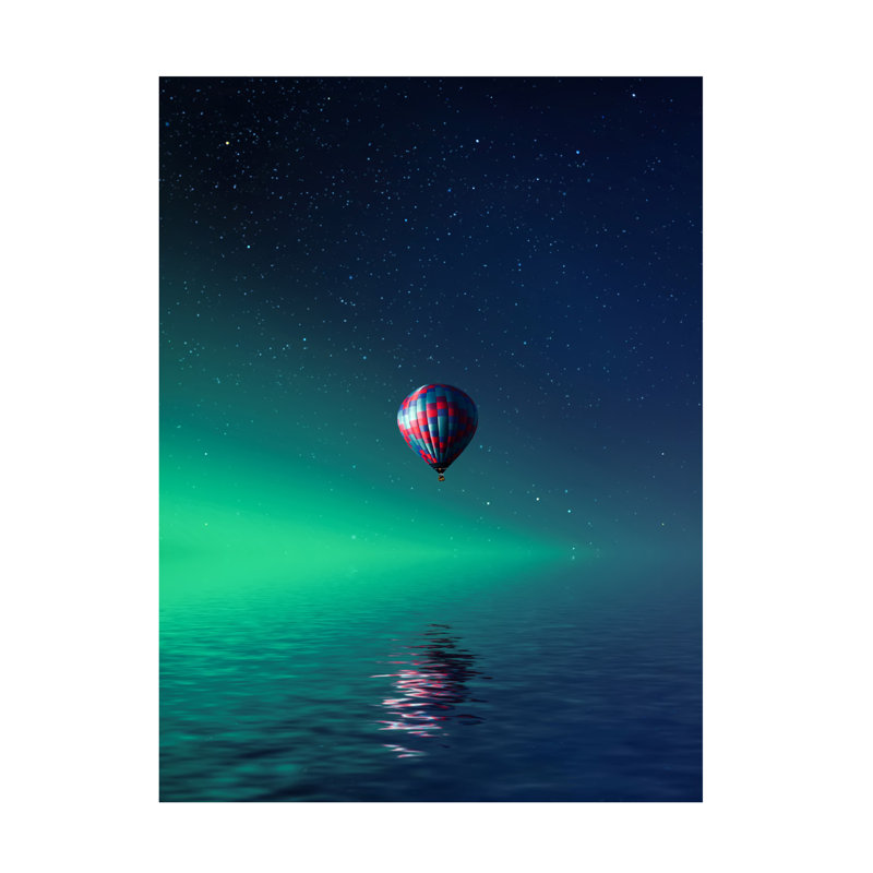 «Bess Hamiti balloon on Lake Batllava», art sur toile, H 18 po x l 24 po