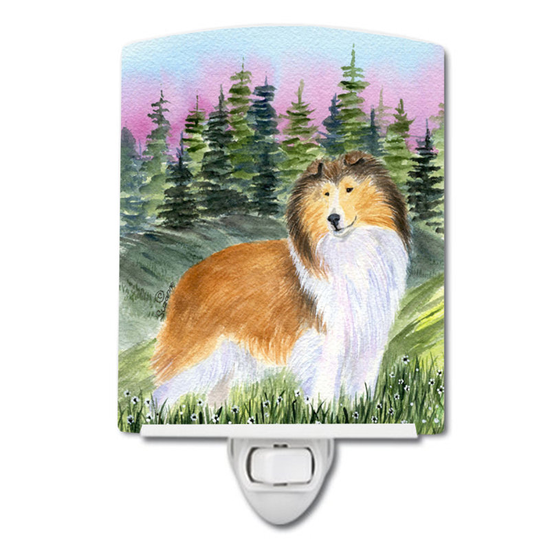Éclairage de nuit en céramique sheltie