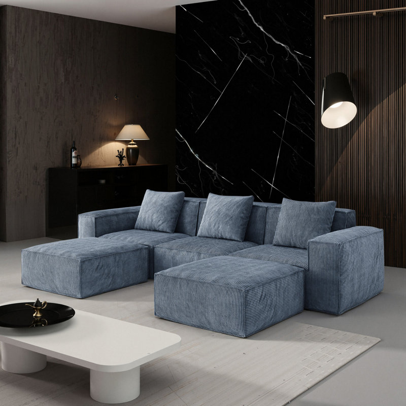 Le canapé modulaire de 118 pouces peut être converti en un canapé-lit surdimensionné., Gris