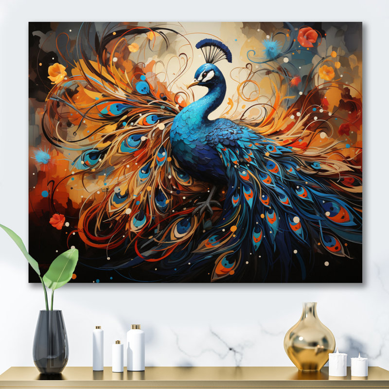 «Peacock Abstract Collage II», reproduction, Toile tendue, H 30 po x l 40 po x P 1,5 po