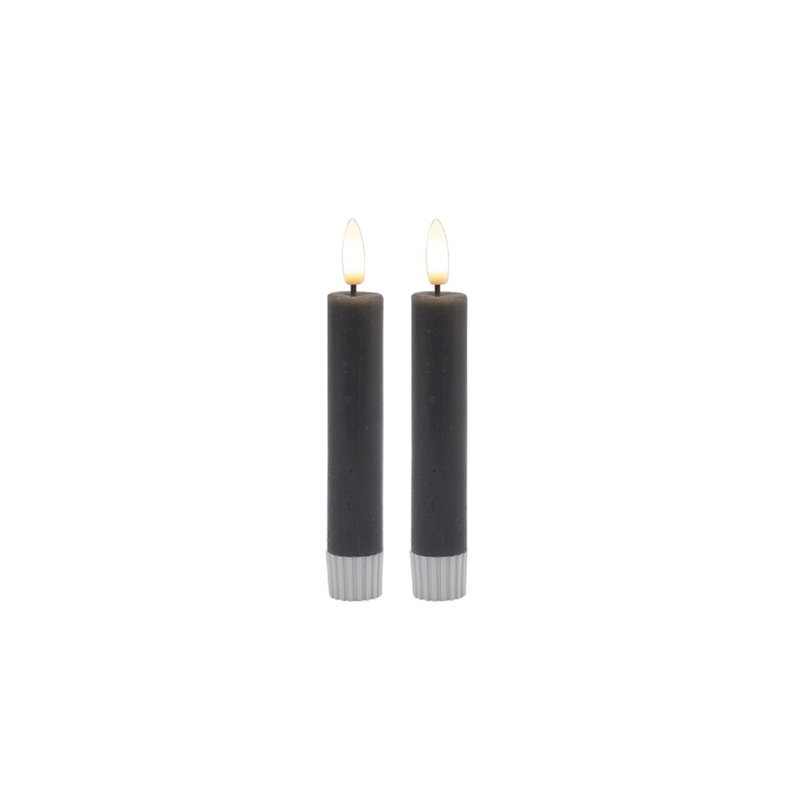 2 Pc  Sm Champagne Taper Flameless Candle, Black