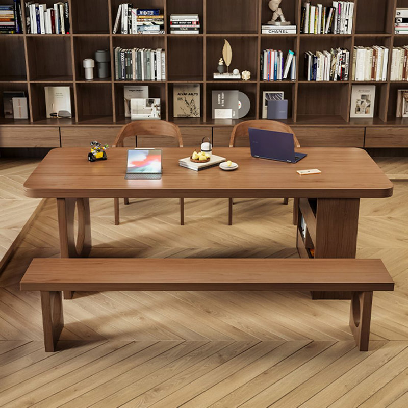 Nut-brown Rectangular Solid Wood Executive Desk, 29.53"H*62.99"W*31.5"D