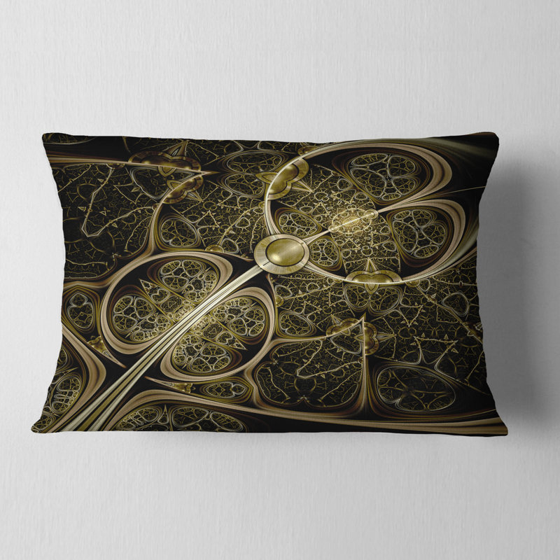 Yellow Metallic Fabric Pattern - Floral Printed Pillow