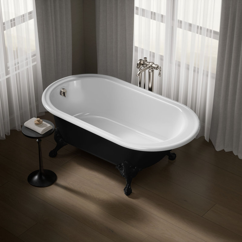 Iron Works® Historic™ 66" x 36" Freestanding Oval Bath with Iron Black Exterior and Safeguard Finish, White