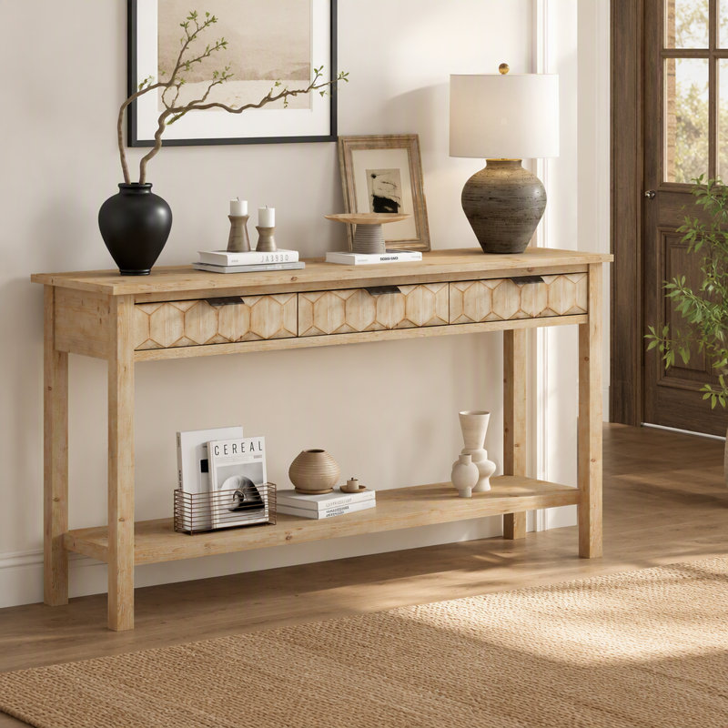 Console d'entrée avec tiroirs, Naturel, Naturel, Naturel