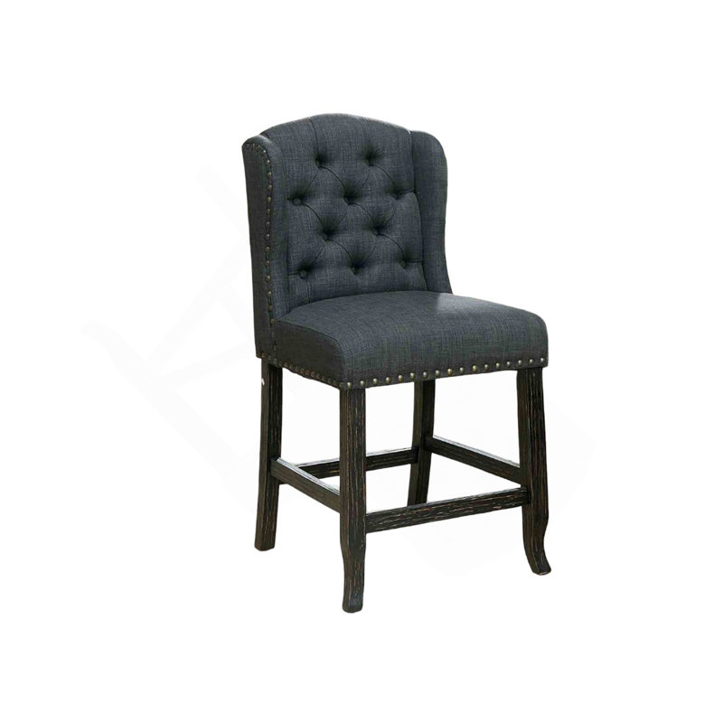 Chaise de salle à manger à hauteur de comptoir rustique 2 pièces, Noir antique