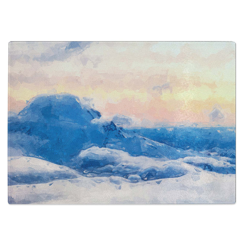 Tempered Glass Mt. Rainer Kissed by Clouds Chopping Board, 39 cm W x 28.5 cm L