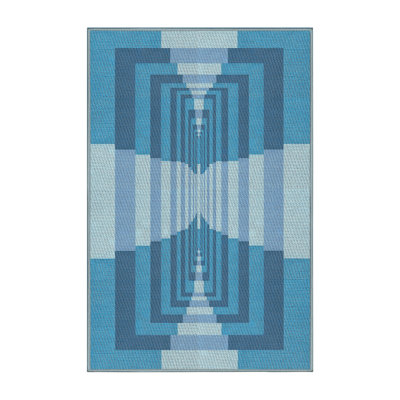 Tapis géométrique bleu