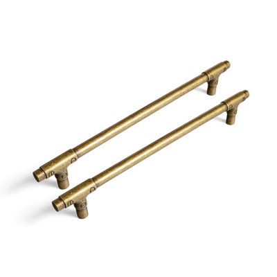 Vintage Distressed Brass Cabinet Pulls - 5/7.6 Inch Hole Center Drawer Handles For Kitchen & Bathroom Furniture