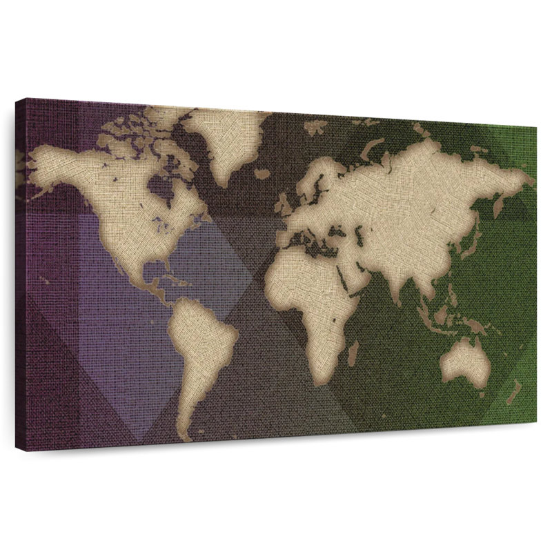 Carte du monde de la flanelle d'Aliaz, H 16 po x l 24 po