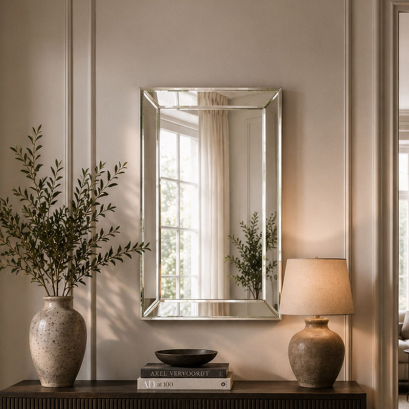 Metal Rectangle Wall Mirror, 92 cm H x 66.5 cm W