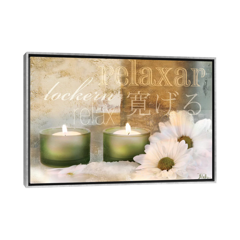 "Relaxation I" par Patricia Pinto, impression d’art graphique, H 26 po x l 40 po x P 1,5 po, Toile avec cadre argenté