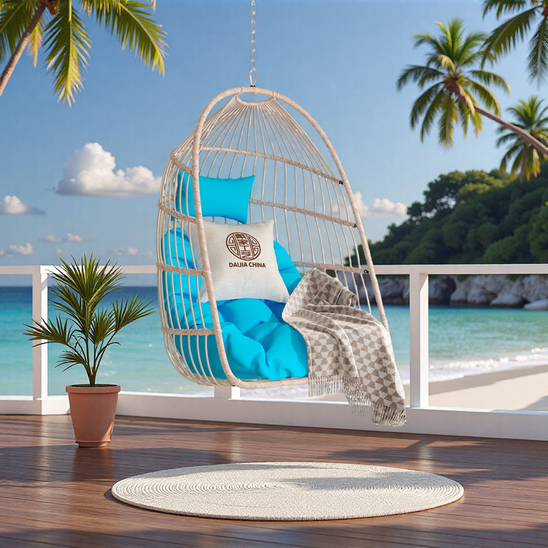 Chaise suspendue en PE pour l'extérieur, Bleu