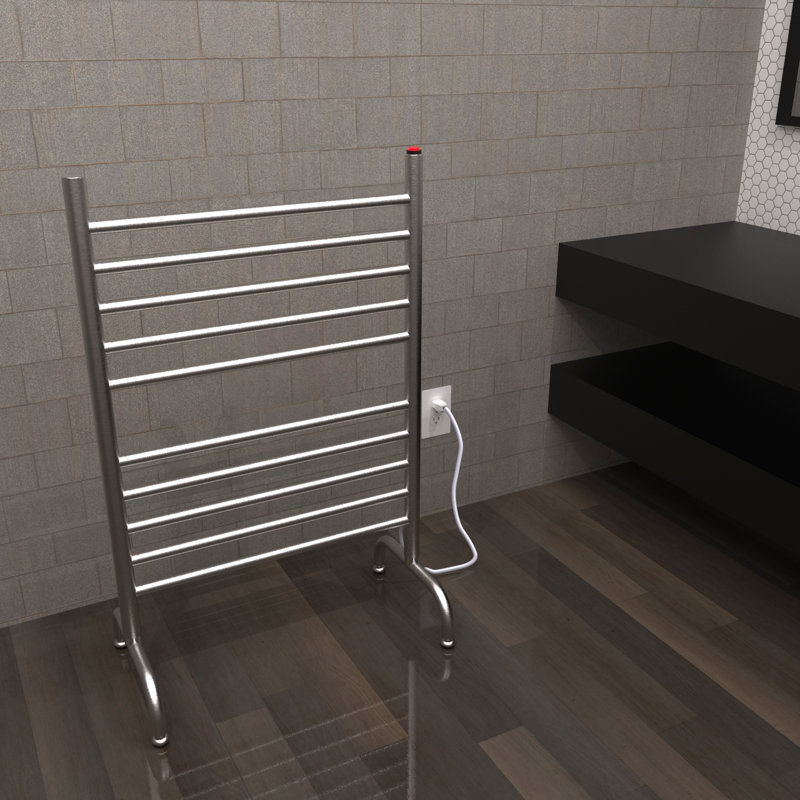 Solo Straight Towel Rail Towel Warmer, Brushed, 38" H x 24" W x 12" D