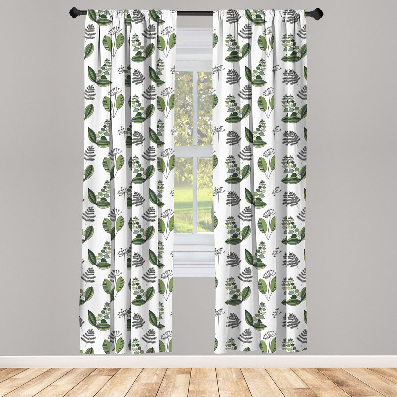 Scandinavian Floral Semi-Sheer Rod Pocket Sliding Panel, 28" x 95"