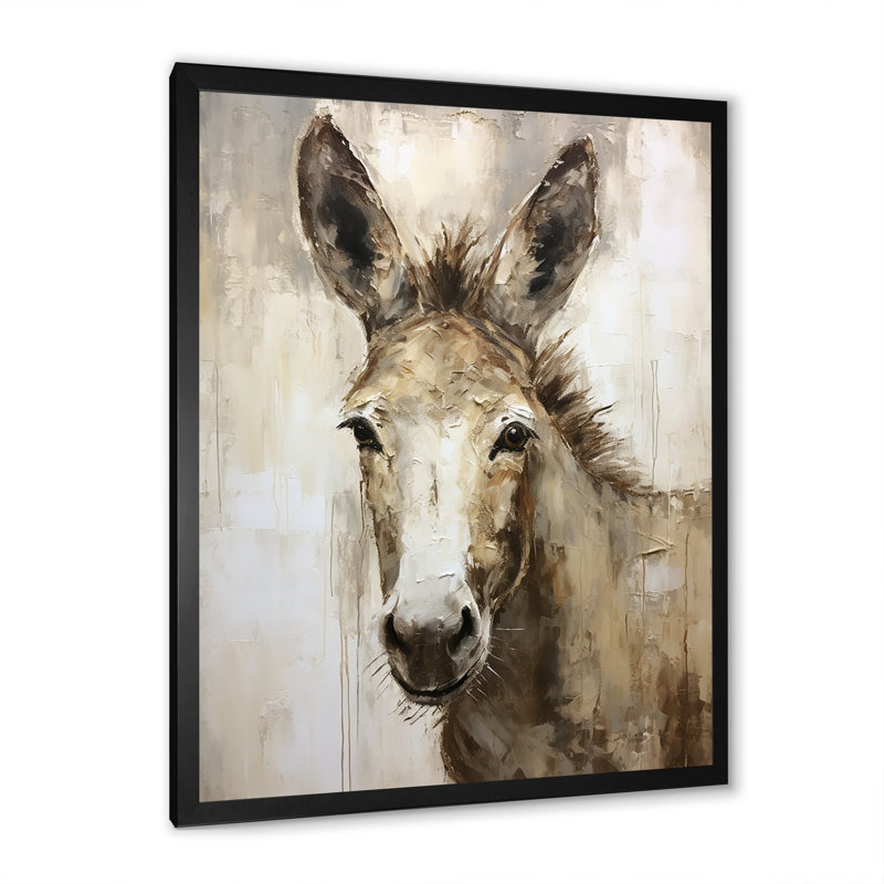 Portrait d'un âne sophistiqué sur toile, Cadre simple noir, H 32 po x l 24 po x P 1 po