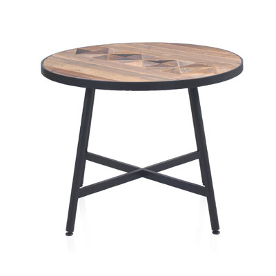 Zadie Ash Round Metal Base Dining Table