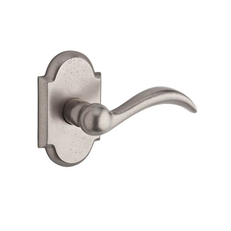 Arch Single Dummy Door Lever with Rustic Arch Rose, White Bronze, Right