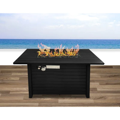Table de foyer d'extérieur en acier avec couvercle, H 25 po x l 42 po - Transforme votre patio en un couvercle confortable idéal pour la détente et les rassemblements