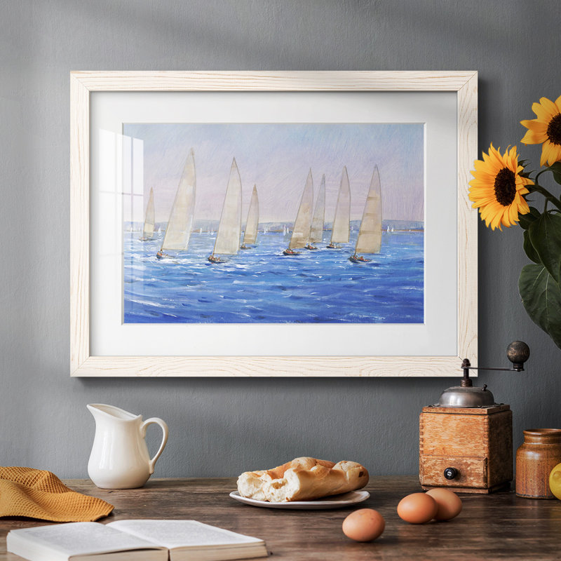 " Sailing Event II " Painting Print, White, 28" H x 42" W x 1.5" D