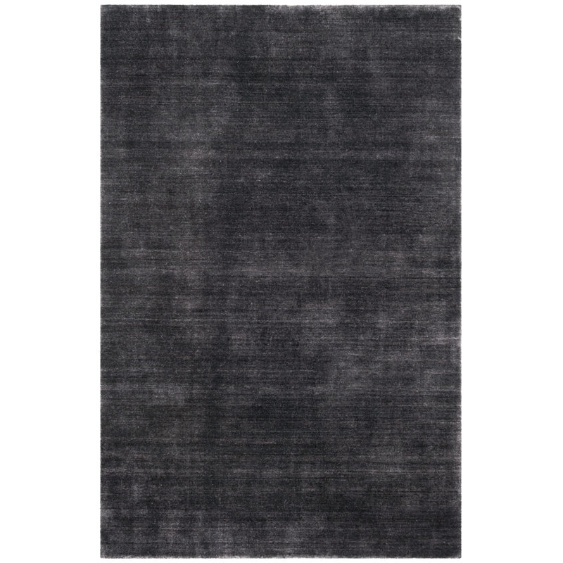 Addisyn Hand Tufted Wool/Cotton Solid Color Rug in Black, Rectangle 5' x 8'