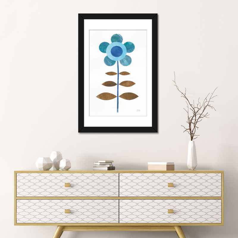 «Retro Blooms IV», impression sur toile, H 24 po x l 16 po x P 1 po, Papier beaux-arts encadré noir, Blanc