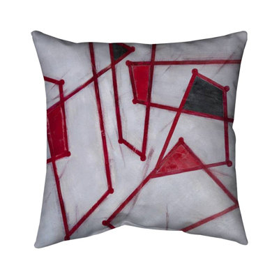 Red outlines shapes - 20"x20" Throw pillow - Poly twill - Print on demand
