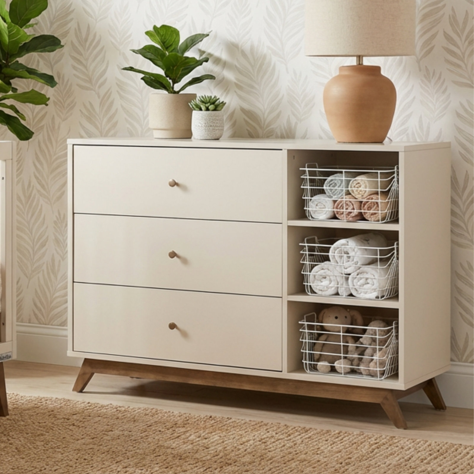 Almond Milk Era 3-Drawer Dresser, Almond Milk/Walnut