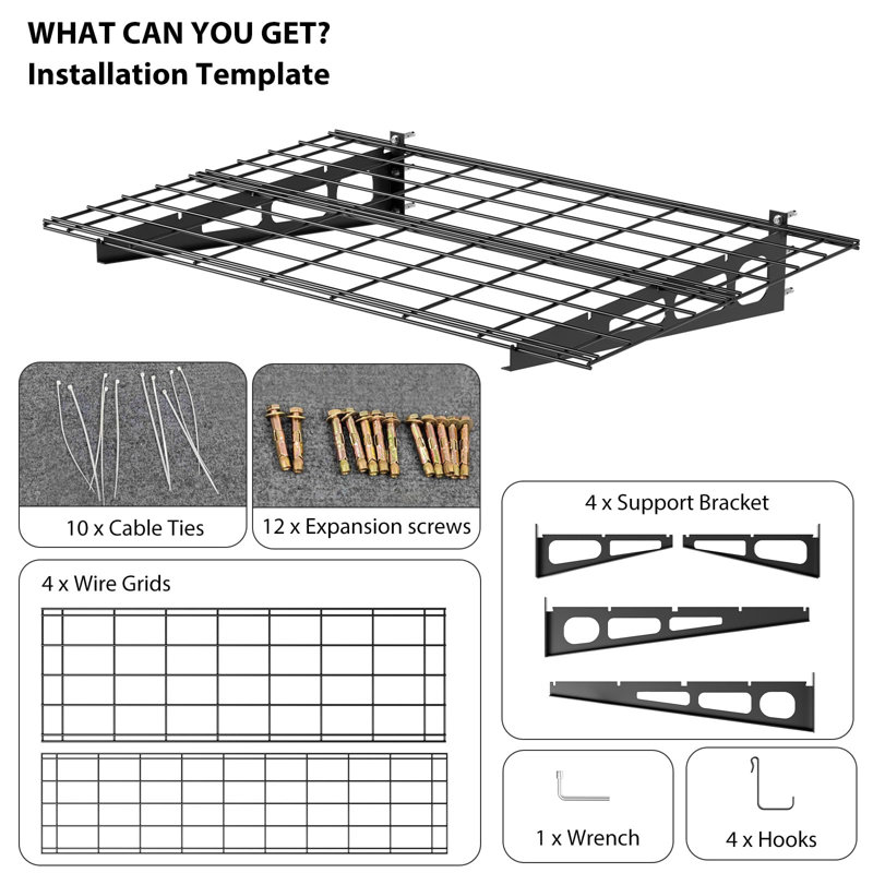 Metal Height -Adjustable Storage Rack, 121.92cm W x 60.96cm D