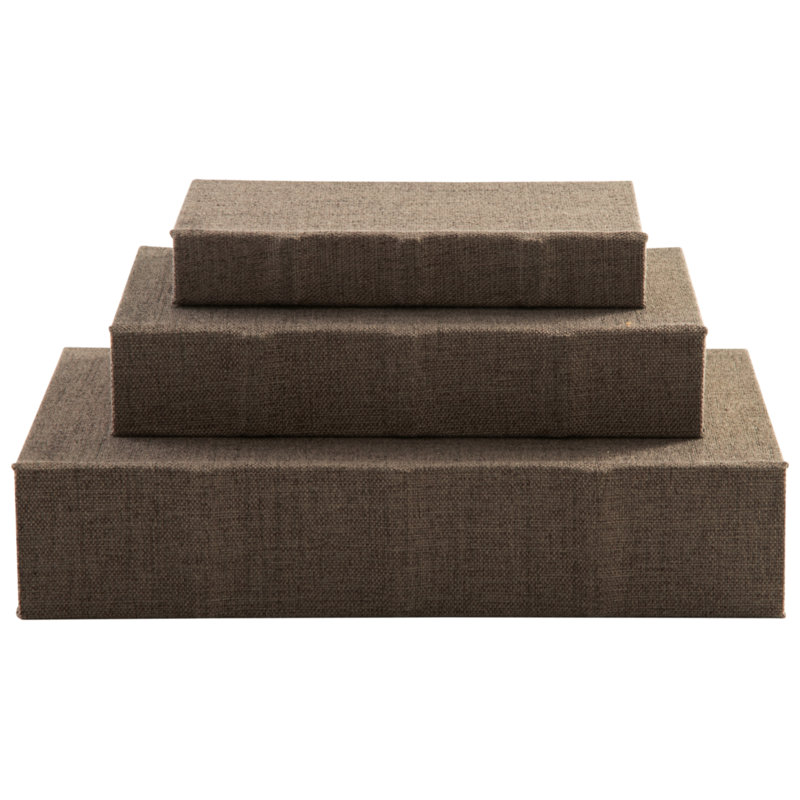 Kepir 3 Piece Fabric Book Box Set, Brown