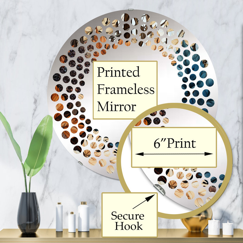 Polka Dot Wall Mirror-Round, 31.4" H x 31.4" W, Leaves Autumn Sunlight Harmony III 