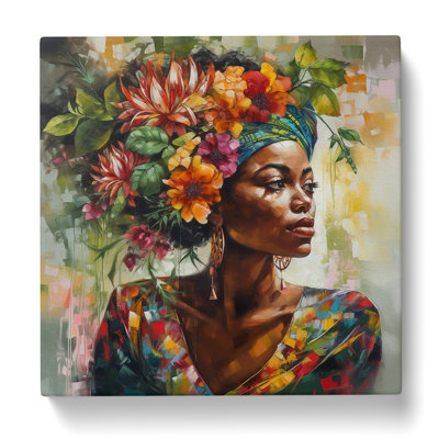 African Woman Floral Art No.2 - Print