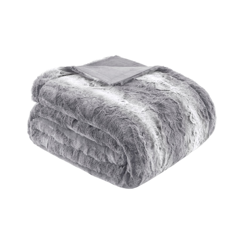 Couverture en fausse fourrure luxueusement douce, Gris