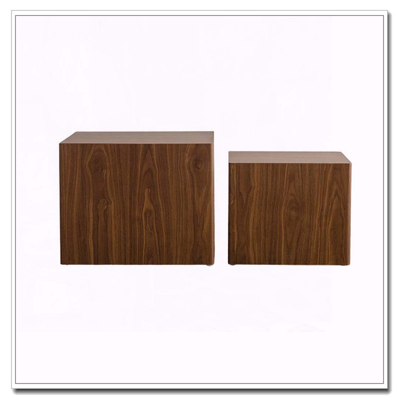 Ensemble de 2 tables basses gigognes noyer, Noyer