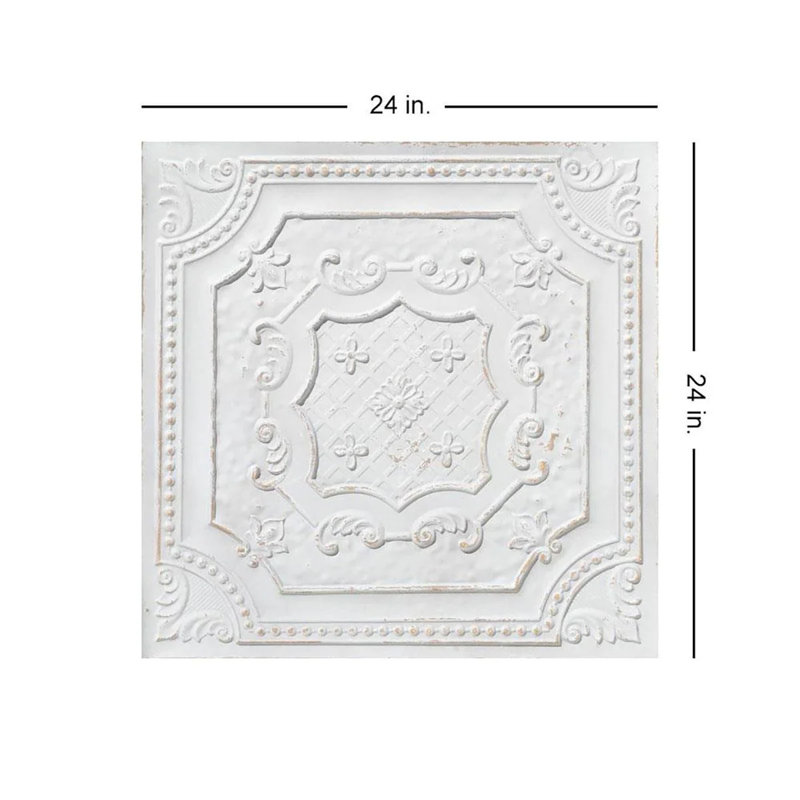 Tuile de plafond élisabéthanne en PVC à coller ou à coller - 24 po x 24 po, Taupe antique