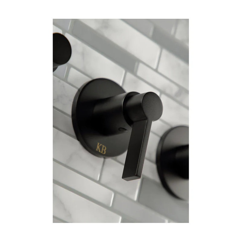 Kingston Brass NuvoFusion Triple-Handle Tub and Shower Faucet, Polished Brass