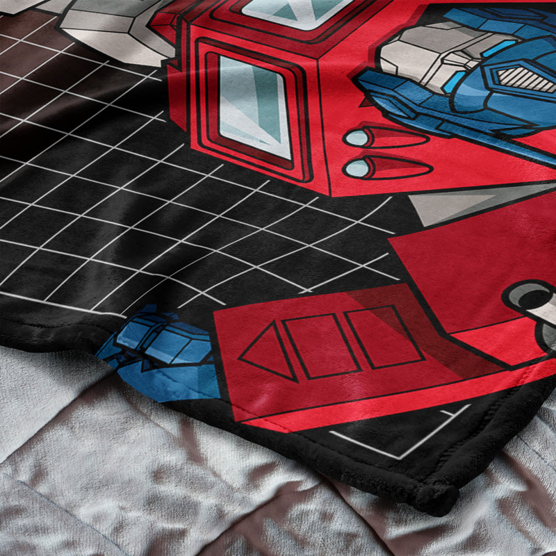 Jeté en soie 40 x 50 po Hasbro Transformers G1 Grid Optimus Prime