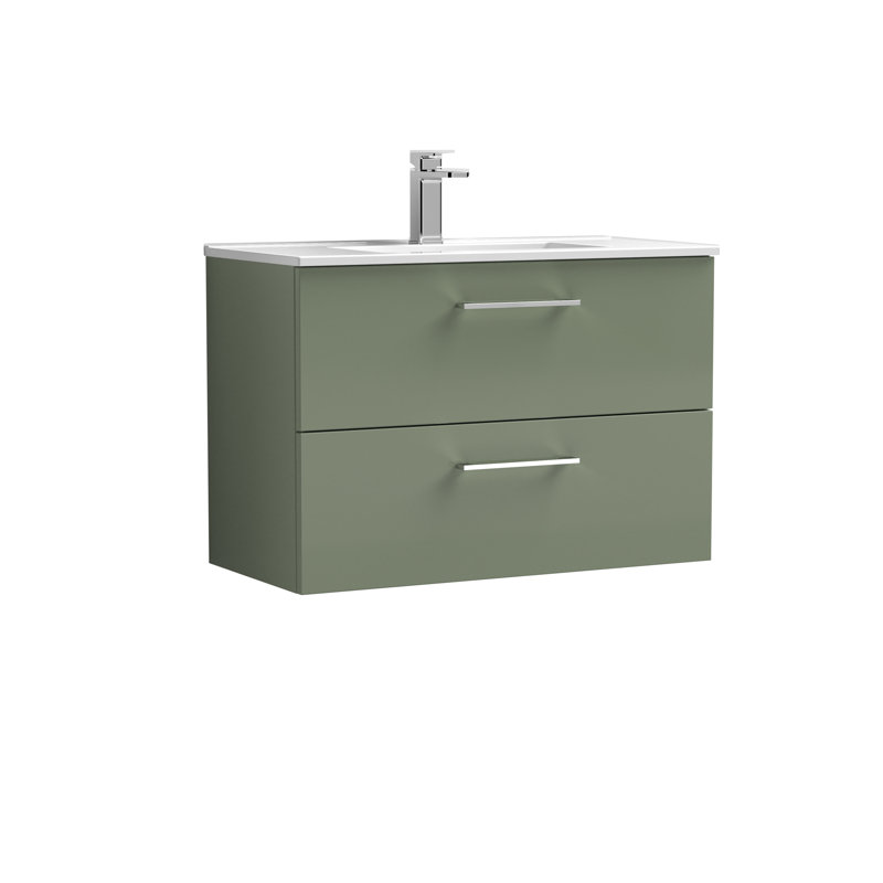 Arno 805mm Single Bathroom Vanity with Integrated Vitreous China Basin, Satin Green