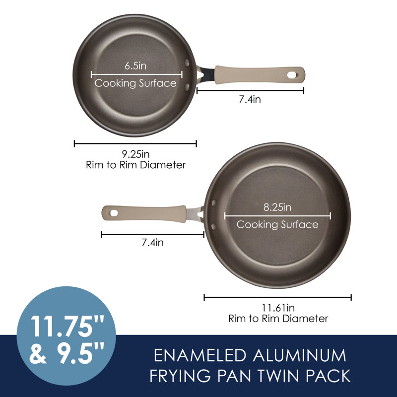 Almond Aluminum Nonstick Frying Pan Set with Lids
