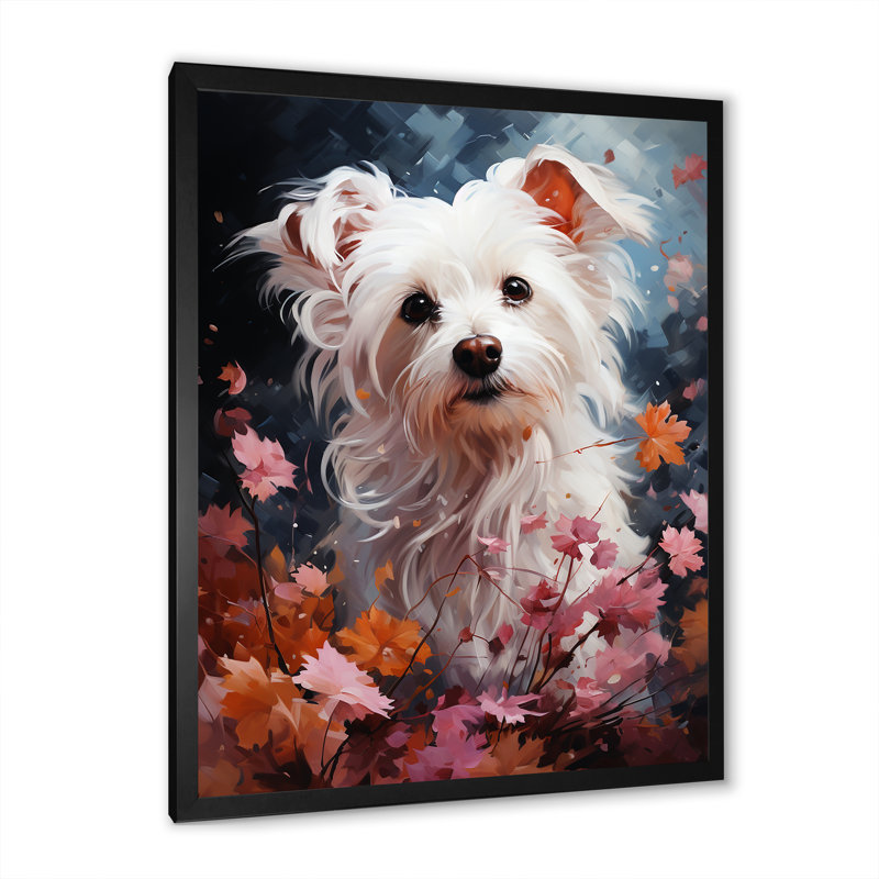 «Dog Maltese Magic I», reproduction sur toile, Cadre simple noir, H 32 po x l 16 po x P 1 po