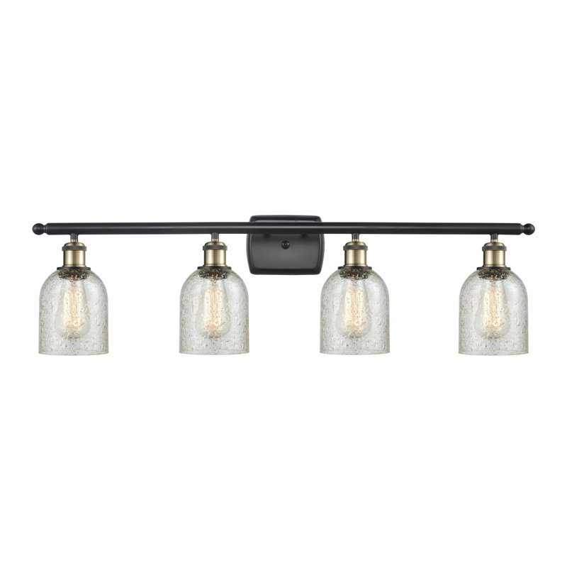 Éclairage de salle de bain à intensité variable 4 lumières Vella, Mica, Ampoule DEL 6 watts Vinage, Laiton antique noir